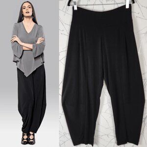 Code Vitesse Black Stretch Slinky Knit High Rise Barrel Leg Pants